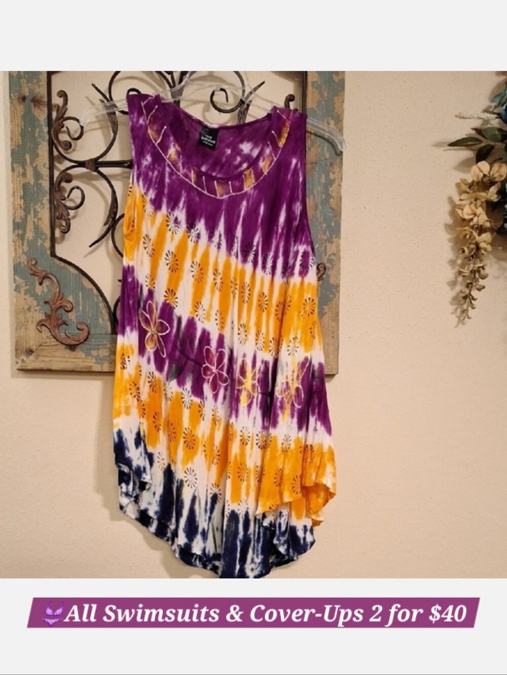 Purple and Gold Swim Coverup. OS(One size fits most) NWOT
